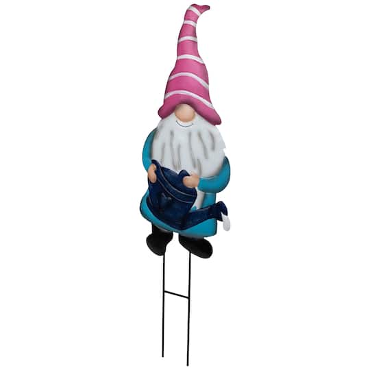 21.25" Blue Gardening Gnome Spring Yard Sign Garden Stake